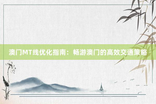 澳门MT线优化指南：畅游澳门的高效交通策略