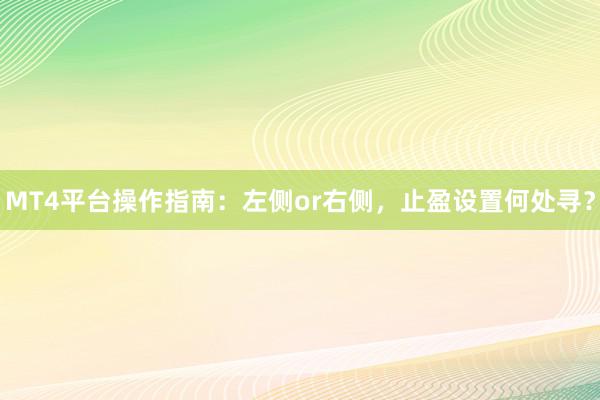 MT4平台操作指南：左侧or右侧，止盈设置何处寻？