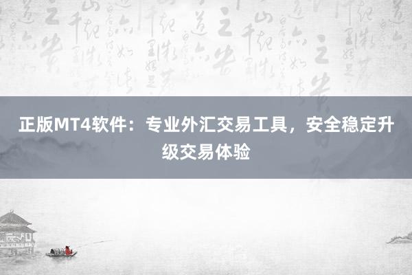 正版MT4软件：专业外汇交易工具，安全稳定升级交易体验