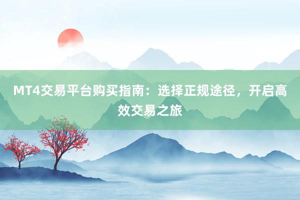 MT4交易平台购买指南：选择正规途径，开启高效交易之旅